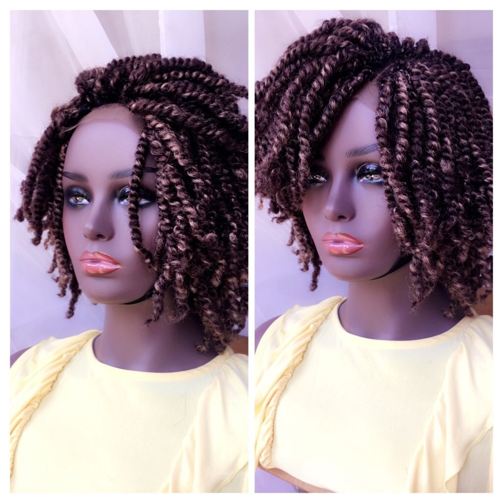 Blonde Brown Mix Kinky Twists Wig Braided Lace Braid Wig 10