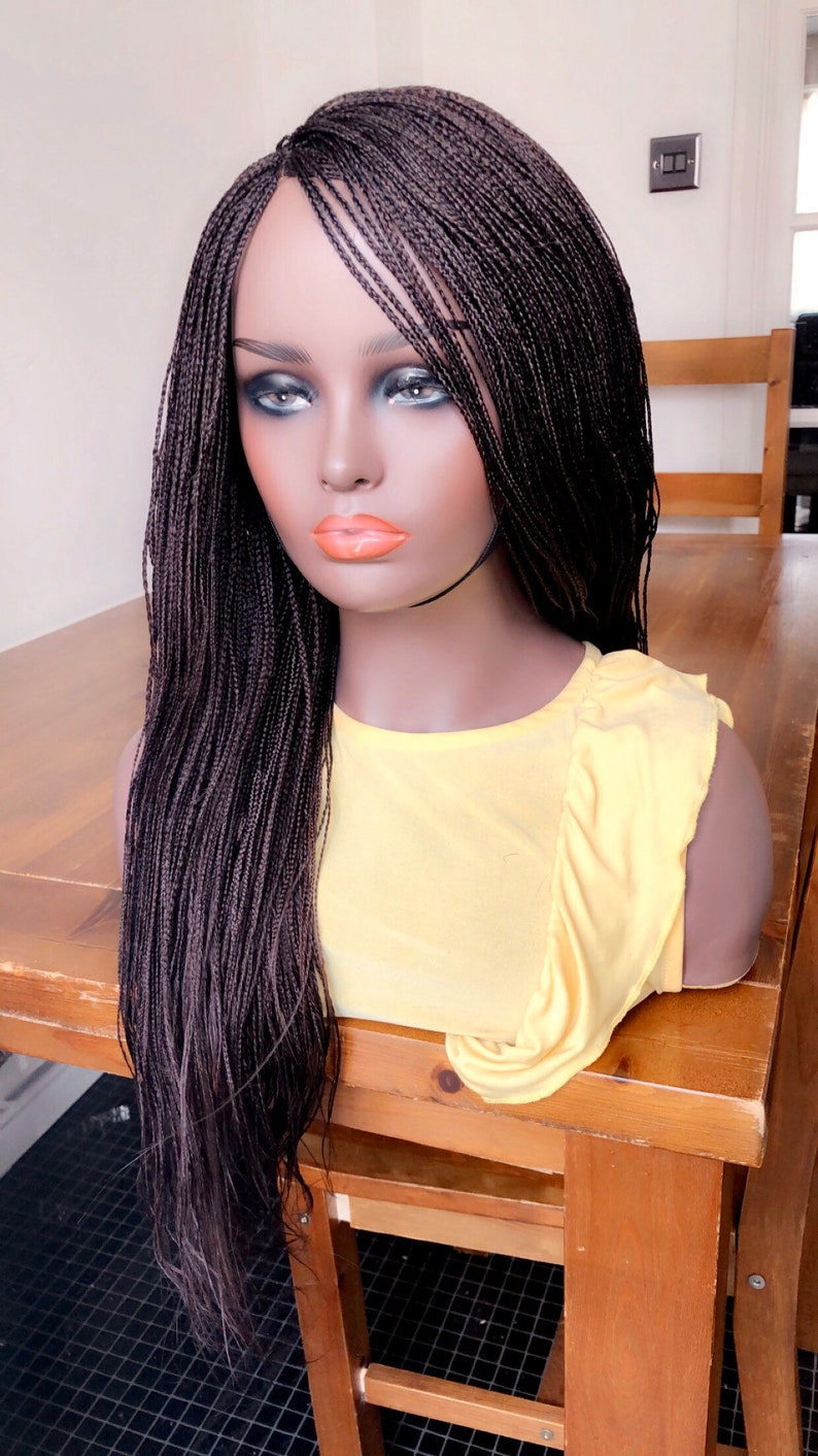 PREORDERMicro Braids Brown Box Braids Braided Wig Braids Wig Hand made Lace Side Part Wig Braided wig image 6