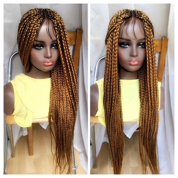 Braided Wig Large Braids Closure Braid Wig Honey Blonde Etsy