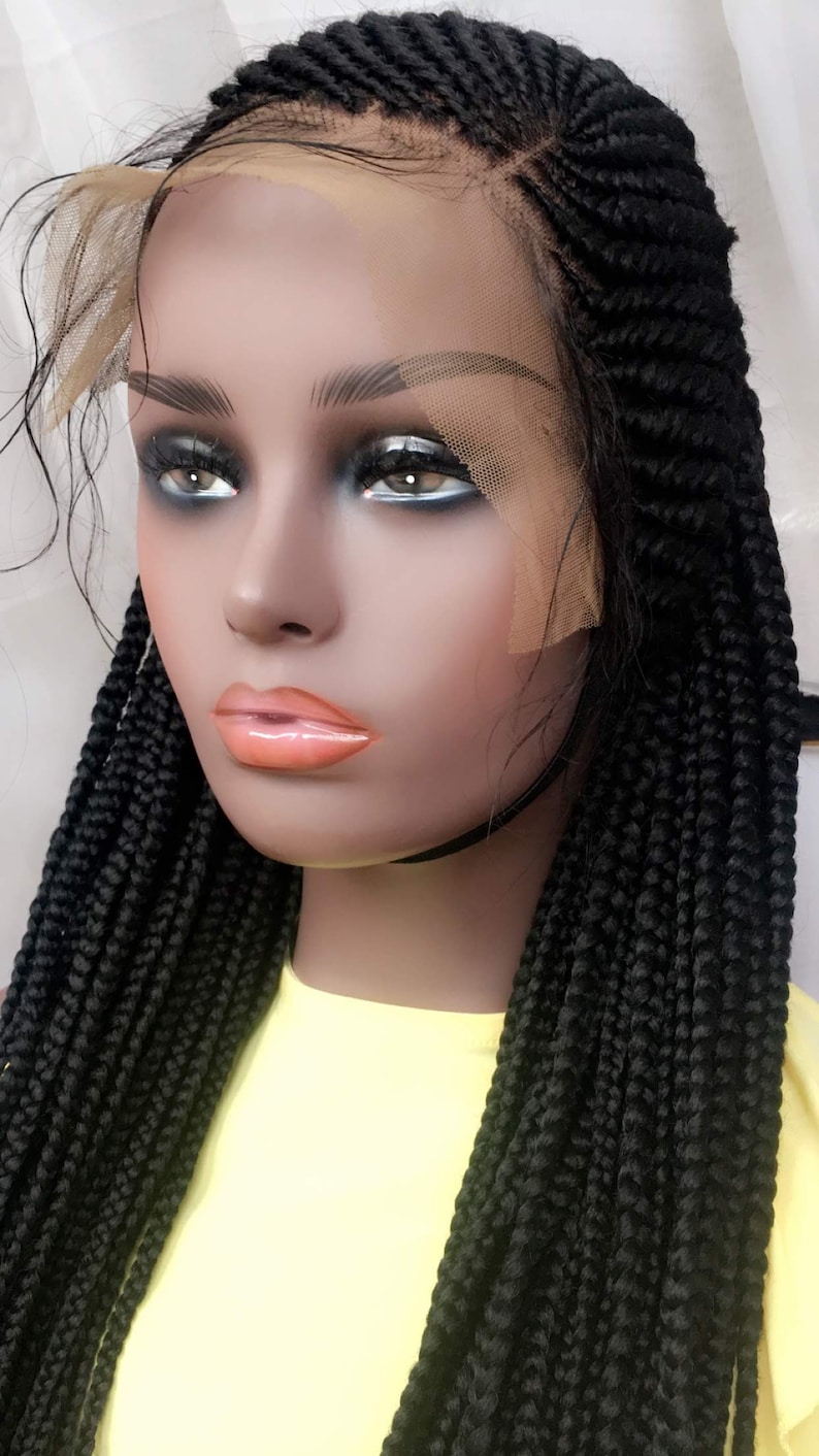 Black Braided Wig Hand Made Braided Lace Braid Wig Human Hair Etsy