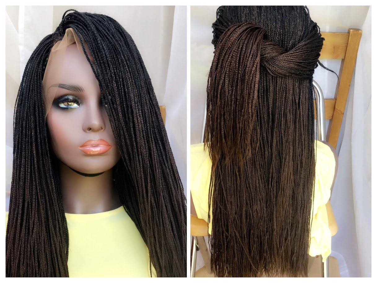 Ombre Micro Braids Black Brown Box Braids Braided Wig Micro Braids