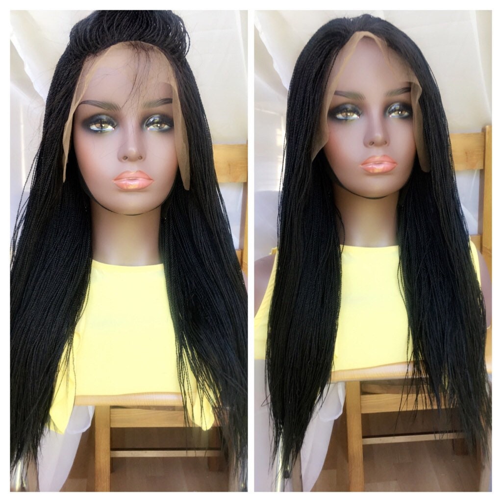 Jet Black Micro Twists Million Braided Wig Braids Wig Human Hair