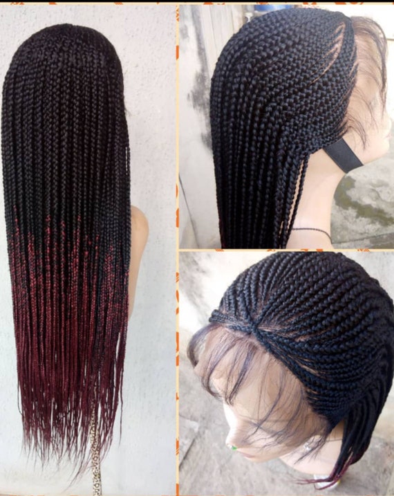 Braided Wig Ombre Tribal Braids Lace Frontal Cornrow Braid Wig Etsy