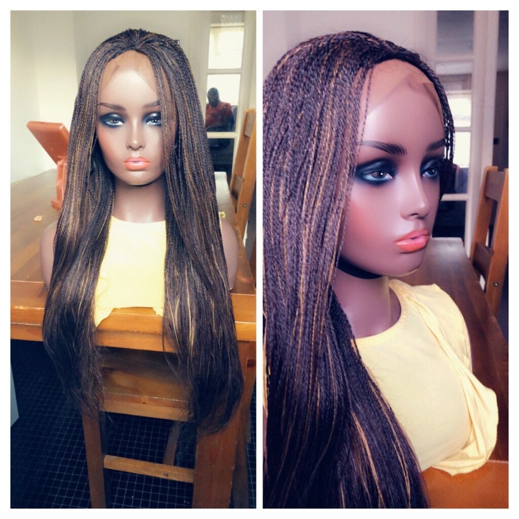 Ready To Ship Brown Blonde Mix Micro Needle Frontal Twists Wig