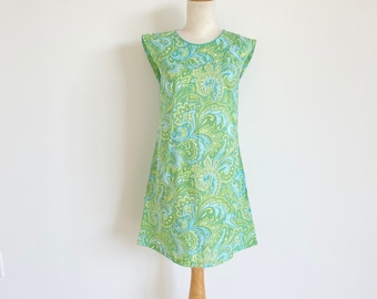 Y2K Dress, Size Small Dress, Vintage Dress, Green & Blue Dress, Paisley, Green Dress, Blue Dress, Summer Dress, Tunic Dress, Sheath Dress