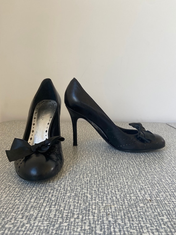 Vintage Black Heels, Size 7, 90's Shoes, Women's … - image 1