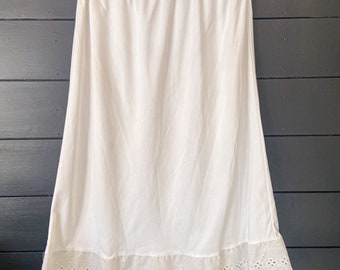 Vintage White Half Slip, Eyelet Trim Lingerie, 1960’s