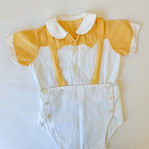 Vintage Baby Clothes, Baby Set, Baby Shirt, Diaper Cover, 1960&#39;s Baby Clothes, Unique Baby, Unisex Baby,Baby Boy, Yellow Gingham, Yellow