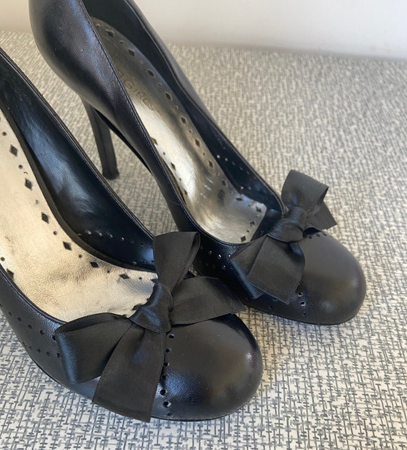 Vintage Black Heels, Size 7, 90's Shoes, Women's … - image 3