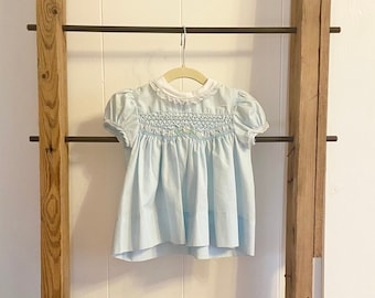 Polly Flinders Vintage Baby Dress, Baby Dress, Vintage Baby, Girl's Dress, Smocked Dress, Blue Baby Dress, Baby, Gift for Baby, Unique Baby