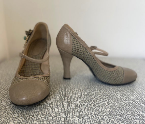 Tweed Heels, Size 38, Women's Heels, Unique Shoes… - image 2