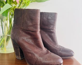 rag & bone Classic Newbury Leather Ankle Boots - Brown Size 7.5 / 37.5