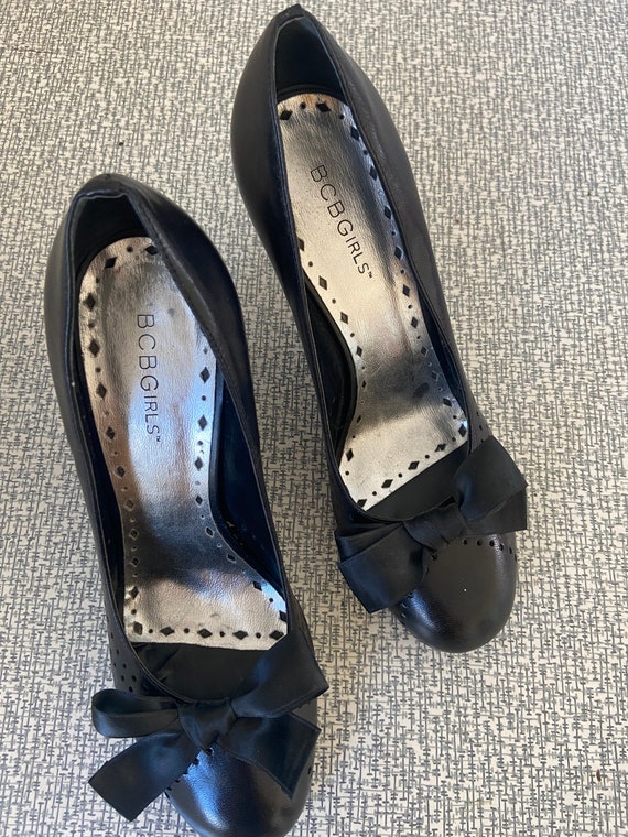 Vintage Black Heels, Size 7, 90's Shoes, Women's … - image 2