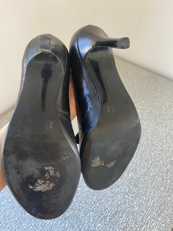 Vintage Black Heels, Size 7, 90's Shoes, Women's … - image 7