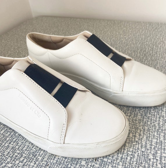 white slip ons leather