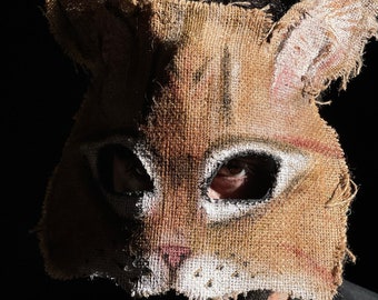 Cat Mask - Burlap and Eco-felt Adult Halloween Costumes for Masquerades & Photo Props - Kitty Cat Masks