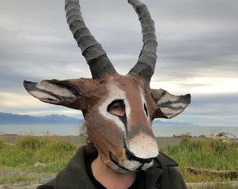 Gazelle Mask, Custom, Made to Order Papier Mâché Party Animals - Masquerade, Halloween Mask, Photo Shoot Props Costume