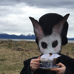 Bunny Mask, Rabbit Costume for Halloween, Creepy Cute Easter Masquerade, Carnival, Photo Shoots and Video Props