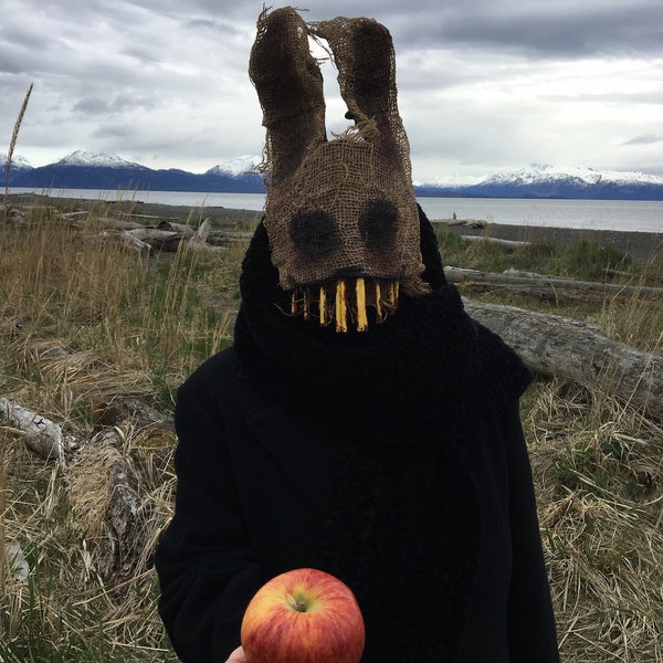 Scary Rabbit Mask, Creepy Easter Bunny Mask, Adult Halloween Costume, Photo/Video Prop Mask