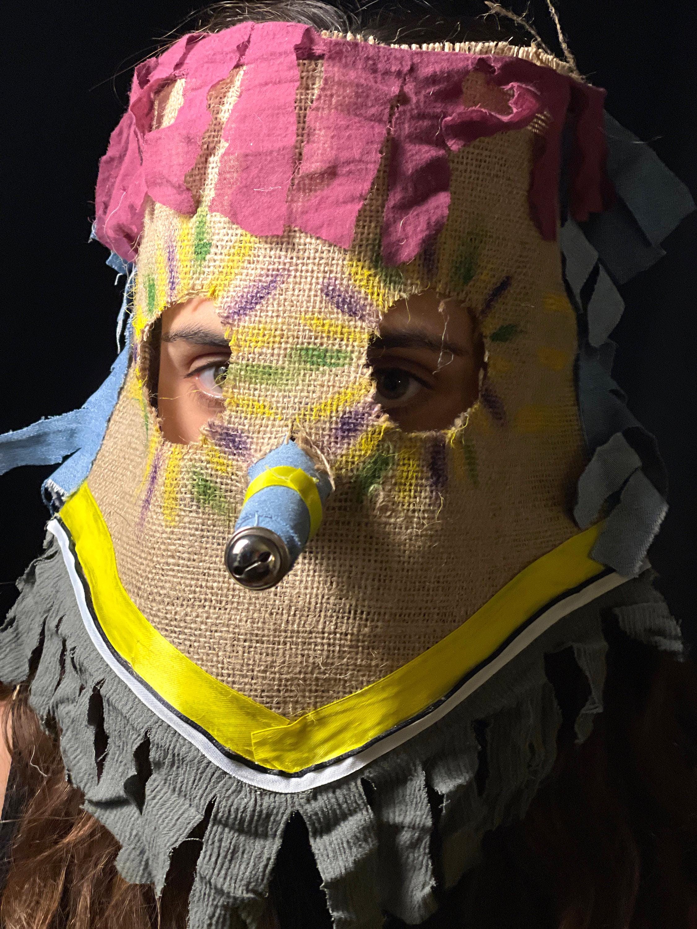 Handmade Cajun Mardi Gras Mask: Vintage Style Burlap Carnival Costume Prop