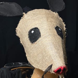 Handmade Mouse Mask: Burlap Cosplay Costume, Mardi Gras