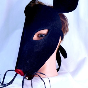 Black Rat Mask - Adult Halloween, Masquerade, Creepy Cute Cosplay Costume Masks for Photo Shoots, Videos - Rat, Mouse, Rodent Mask