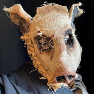 Pig Horror Mask - Adult Halloween Boar Costume - Handmade Custom Props - Fantasy Hog Swine Masquerade Mask