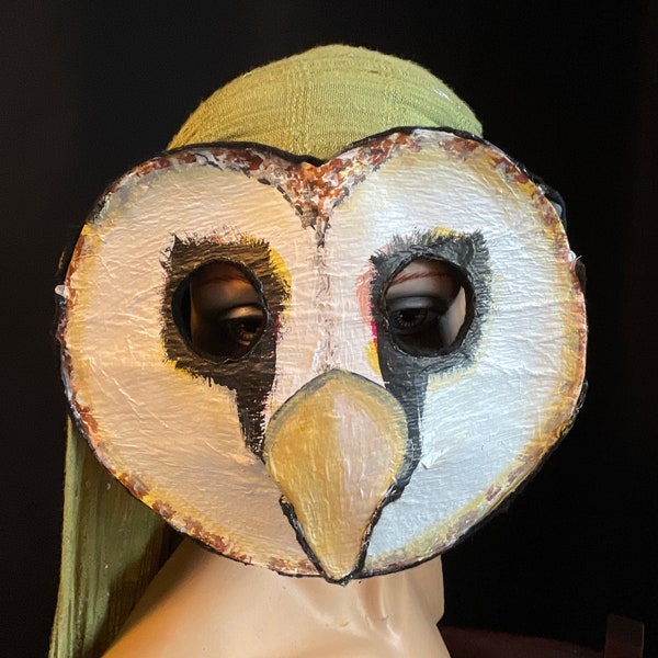 Máscaras de lechuza común para disfraz de Halloween, mascarada espeluznante para adultos, accesorios hechos a mano personalizados de pájaros animales