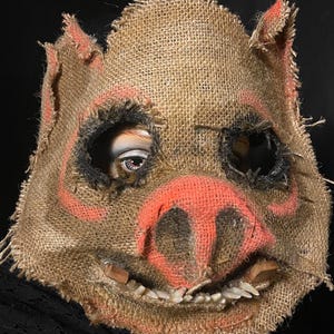 Hog Horror Pig Mask - Scary Adult Halloween Boar Costume - Handmade Custom Props - Creepy Scarecrow Javali Mask