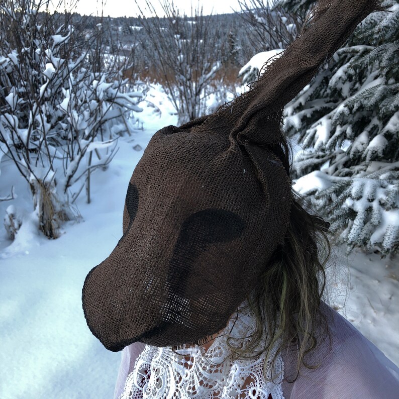 Creepy Rabbit Masquerade Masks Burlap Evil Easter Bunny Mask Etsy