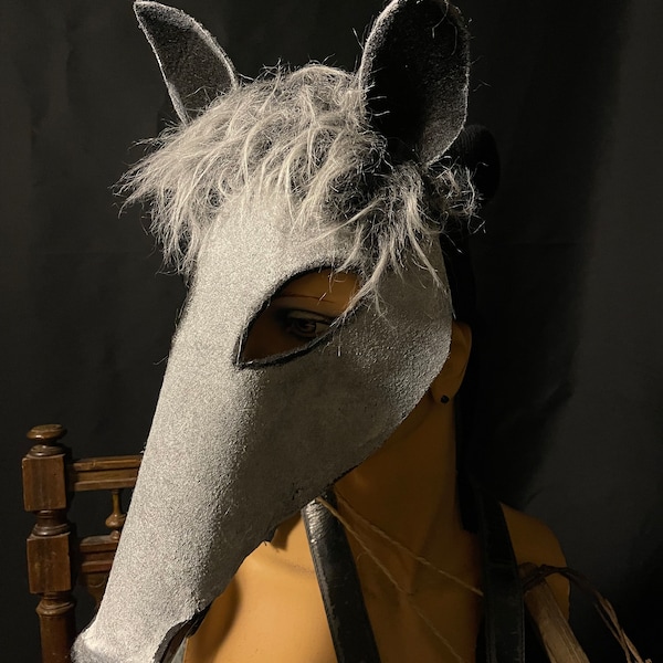 Folk Horror Horse Mask for Mardi Gras Parade, Halloween, Video and Photo Shoots