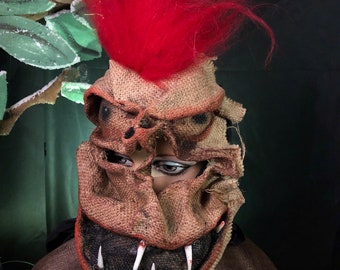 Scary Burlap Ogre Troll Mask - Halloween Horror Costume for Masquerade - Creepy Scarecrow Mask for Adult - Handmade Custom Props