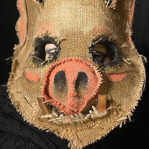 Hog Horror Pig Mask - Scary Adult Halloween Boar Costume - Handmade Custom Props - Creepy Scarecrow Javali Mask