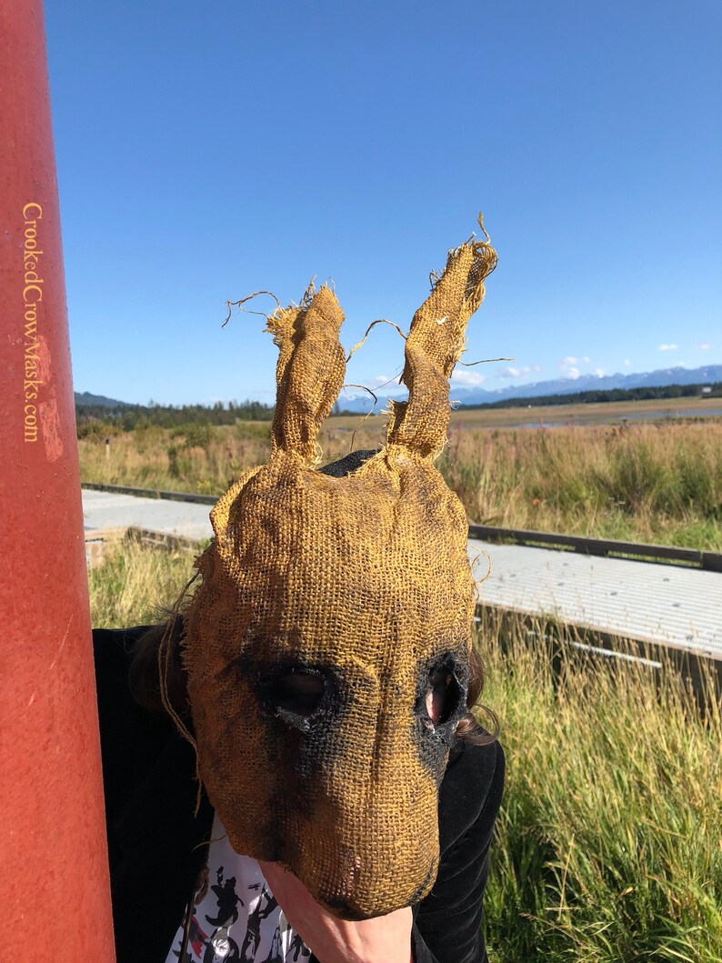 Scary burlap rabbit mask