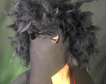 Raven Mask: Feathered Goth Crow Mask - Halloween Masquerade