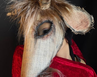 Ziege Maske, Halloween-Kostüm für Erwachsene - Demon Art, Folk Horror, handgemacht, benutzerdefinierte Foto- und Video-Prop