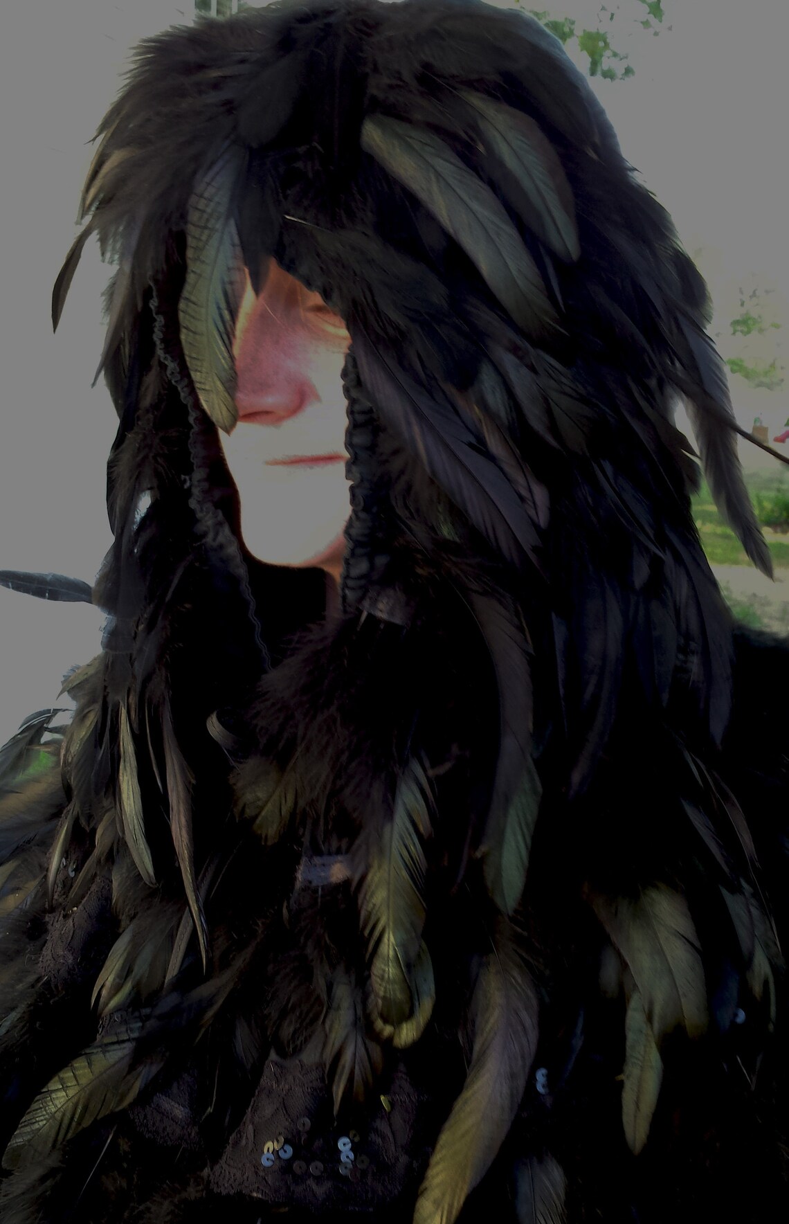 Black Hooded Feather Cape Feathered Cloak Fashion Gothic Etsy