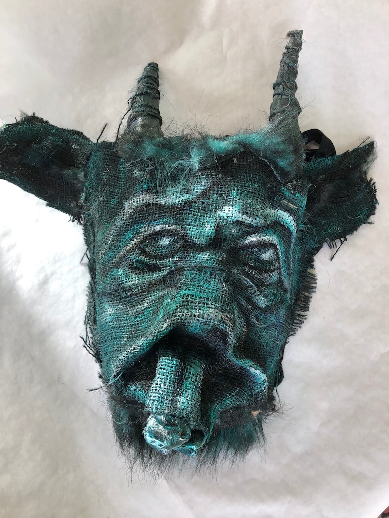 Demon Satyr Krampus Mask Handmade Horror Monster Props Etsy