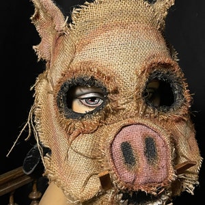 Hog Horror Pig Mask - Scary Adult Halloween Boar Costume - Handmade Custom Props - Photo Shoot Prop Mask