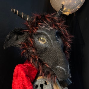 Handmade Black Goat Mask: Adult Halloween Costume, Cosplay Horror Movie Prop
