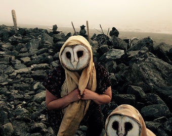 Máscaras de lechuza común para disfraz de Halloween, mascarada espeluznante para adultos, accesorios hechos a mano personalizados de pájaros animales