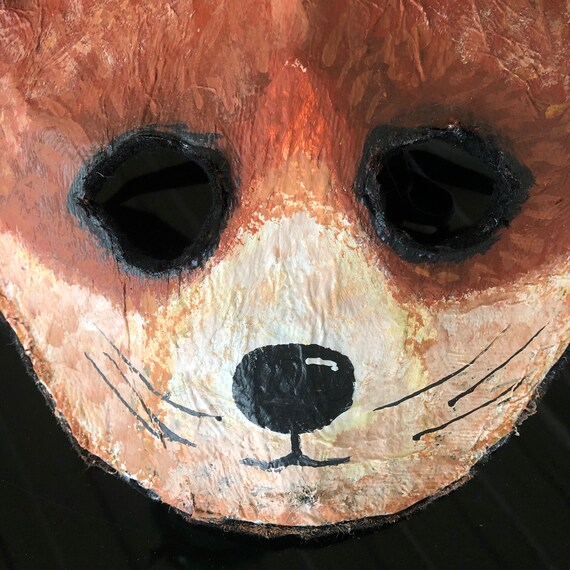 Fox Mask Handmade Paper Maché Masquerade Kitsune LARP Mask Etsy