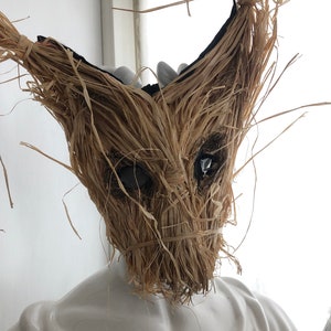 Scary Weird Mask, Creepy Scarecrow Mask, Adult Halloween Costume, Wicker Man, Photo Shoot Prop, Costume Mask, Raffia Straw Mask