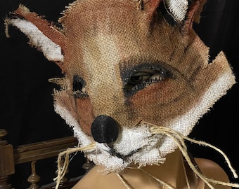 Fox Mask for Halloween Costume, Masquerade, Mardi Gras Parade, Handmade Prop Mask for Photo Shoots, Videos