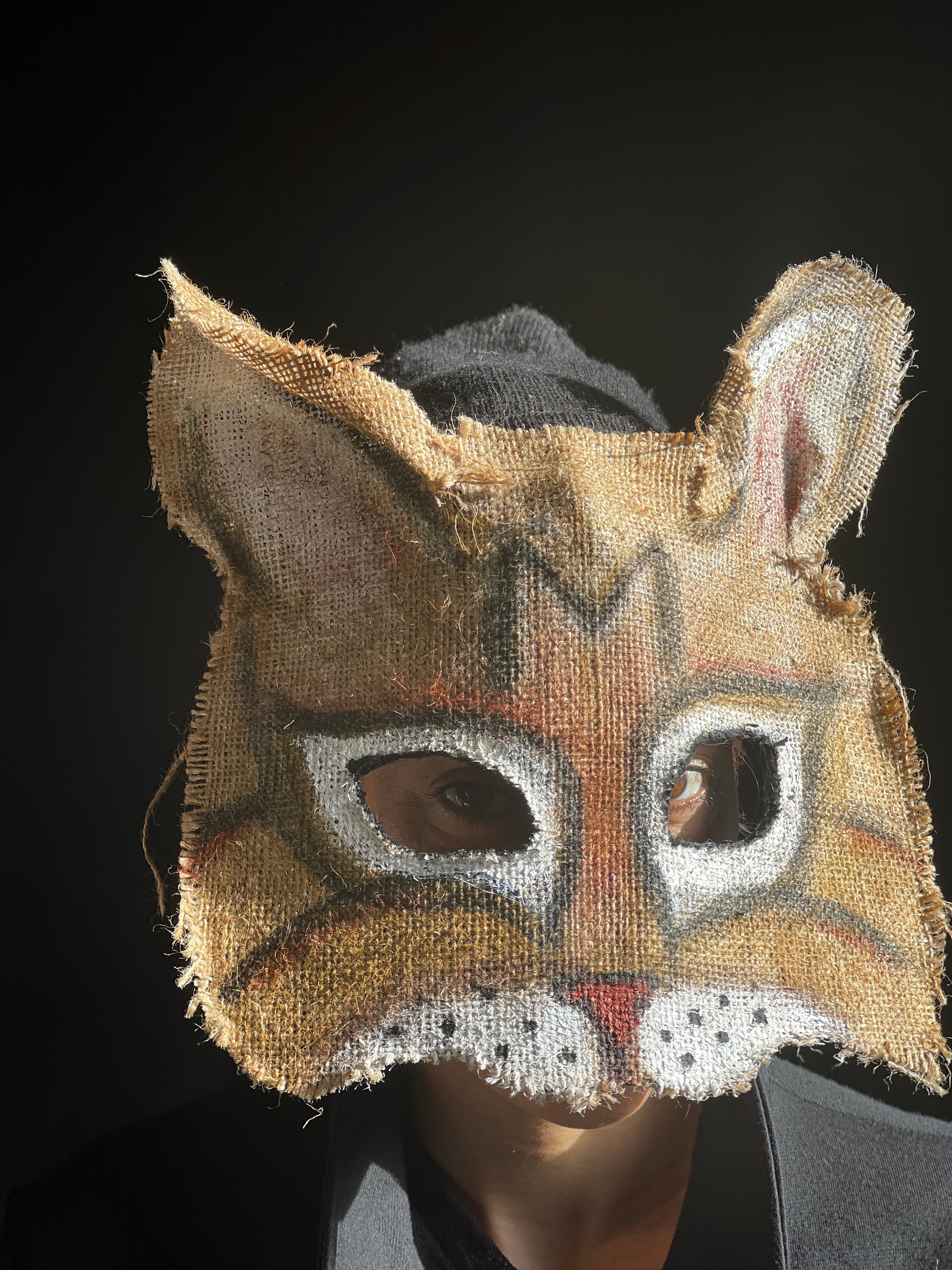 Cat Mask Burlap and Eco-felt Adult Halloween Costumes for Masquerades &  Photo Props Kitty Cat Masks 