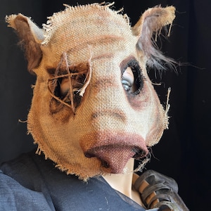 Pig Horror Mask - Adult Halloween Boar Costume - Handmade Custom Props - Fantasy Renfaire Hog Swine Masquerade Mask