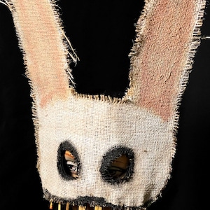 Scary White Rabbit Mask: Handmade Felt Bunny - Halloween Costume Prop