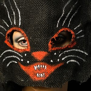 Black Cat Mask: Vintage Style Halloween Costume Prop