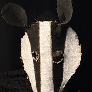 Handmade Burlap Badger Mask: Animal Masquerade, Cosplay Prop