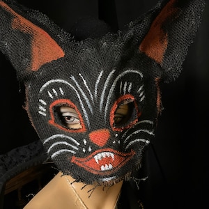 Black Cat Mask - Vintage '70s Style Halloween Costumes for Masquerades & Photo Props